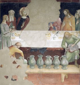 O casamento em Caná, de uma série de cenas do Novo Testamento de Barna da Siena